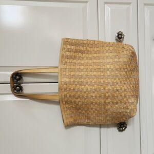 Free People Ren Woven Leather Large Tote Bag